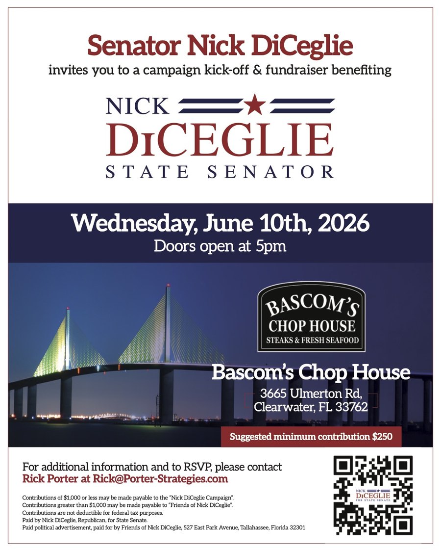 Senator Nick DiCeglie Campaign Kick-Off invitation