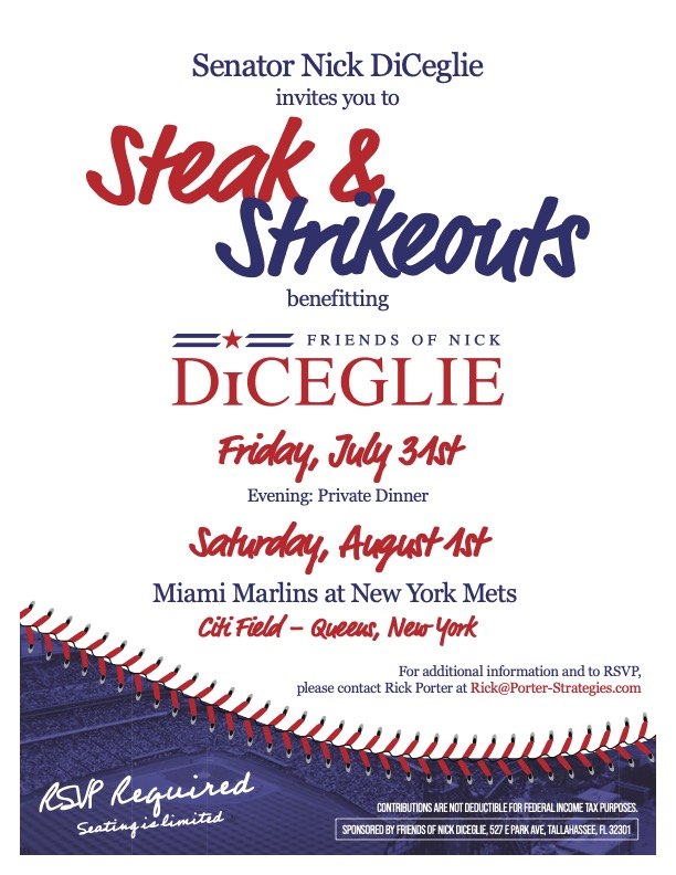 Senator Nick DiCeglie New York City Fundraiser invitation